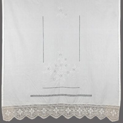 Traditional Handmade Curtain with Azure and Lace