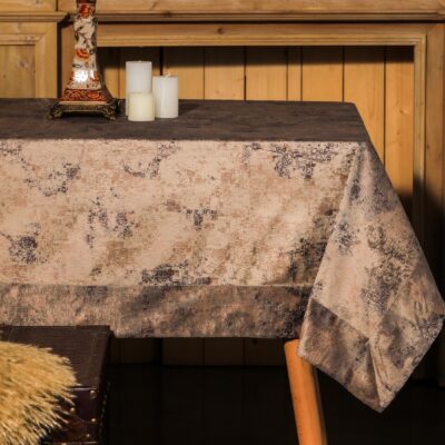 Brown Tablecloth and Decoration Items made of Velvet / Leatherette