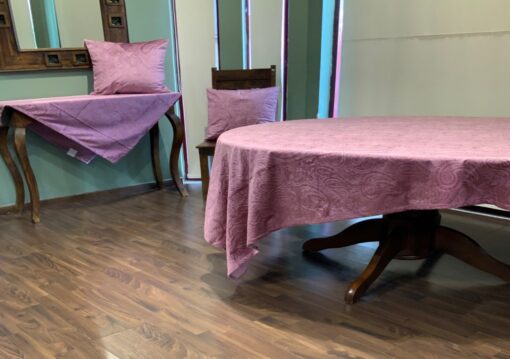 Purple Velvet Tablecloth with Jacquard Design