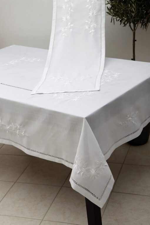 Traditional Tablecloth and Decoration Items with Machine Embroidery and Handmade Azure