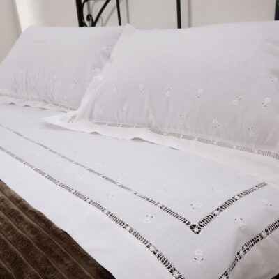 Set of Traditional Handmade Extra Double Sheets with Azure