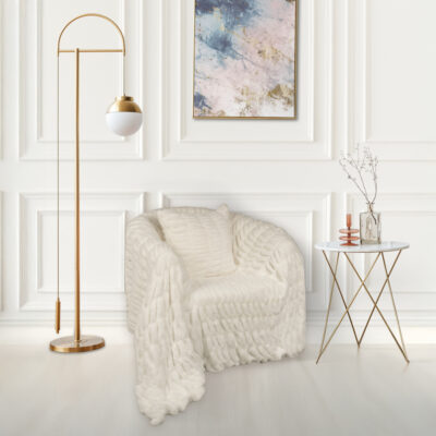 Γούνινο Ριχτάρι σε Εκρού Χρώμα 150 x 180