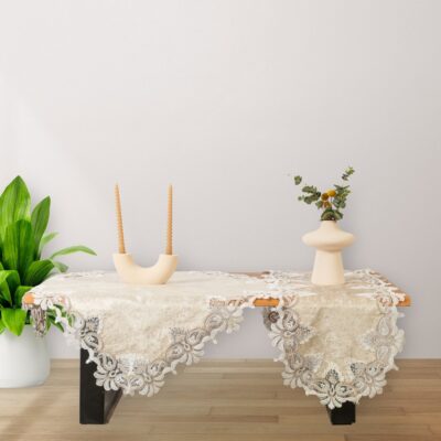 Βελούδο Sandal Μπεζ με Δαντέλα