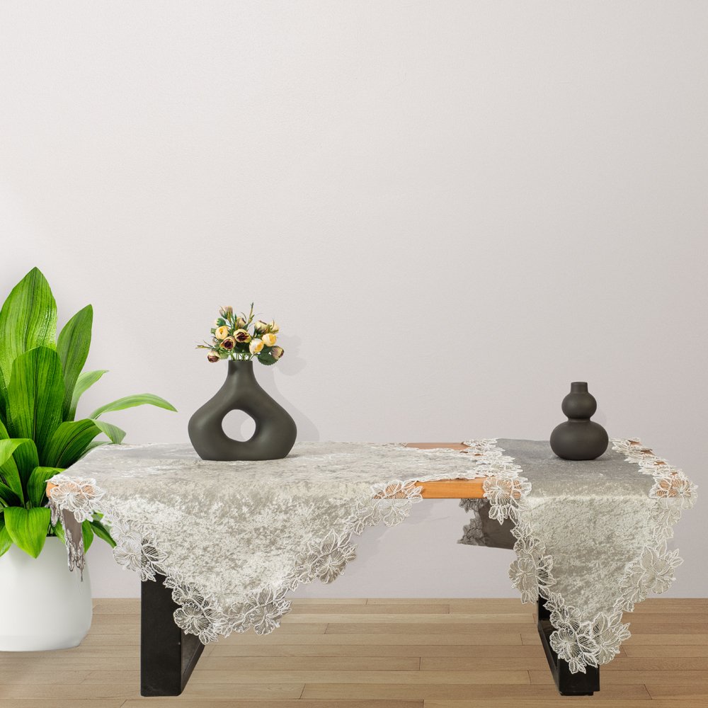 Βελούδο Danica Γκρι με Δαντέλα