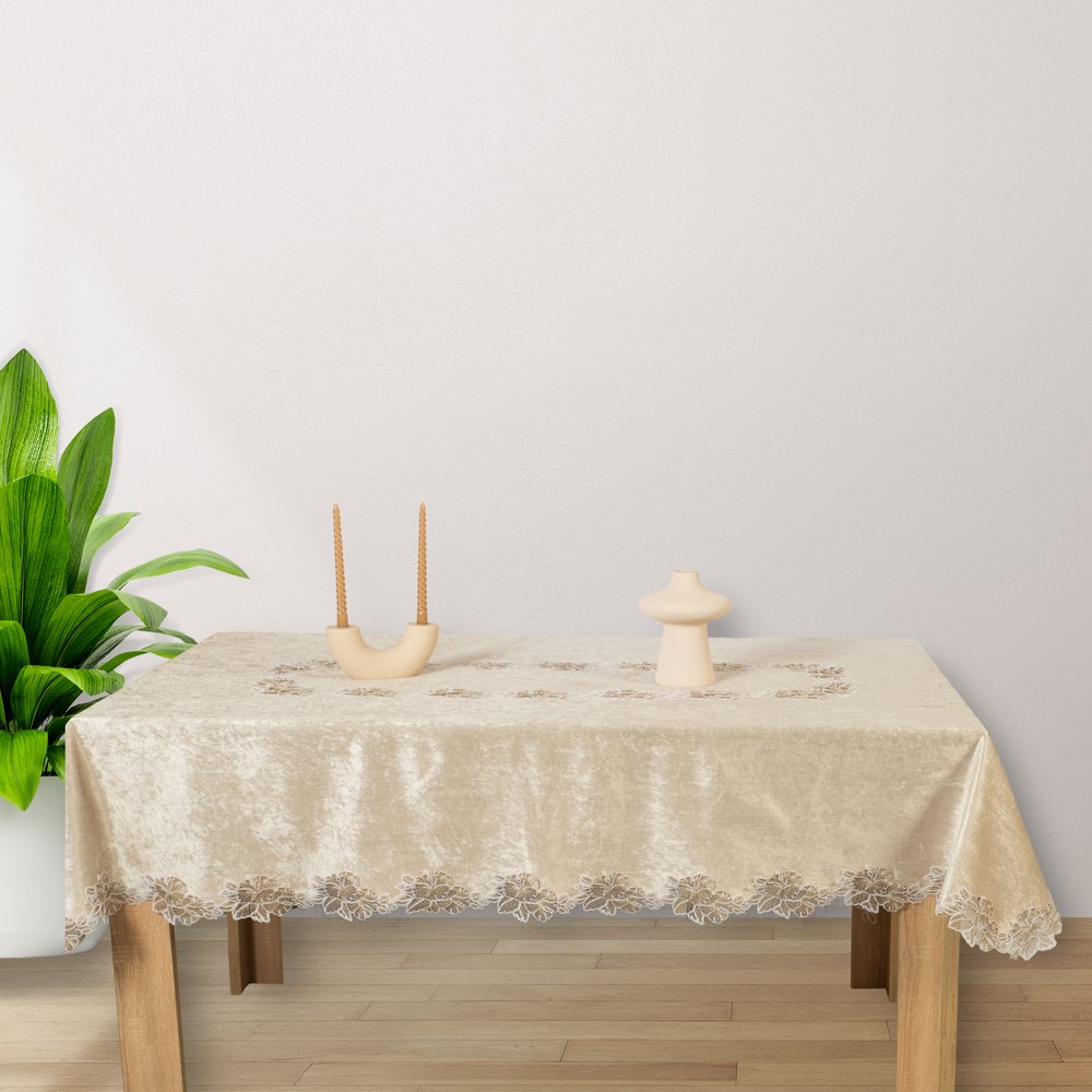 Βελούδο Danica Μπεζ με Δαντέλα